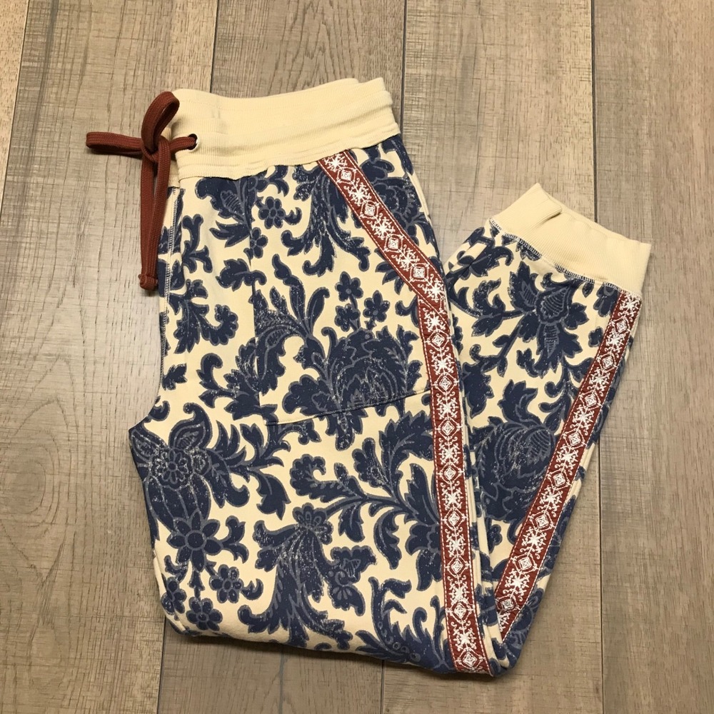 Sundance Sweatpants Joggers Pants Womens Size L Boho Hippie Romilly Blue Cream - Picture 3 of 13